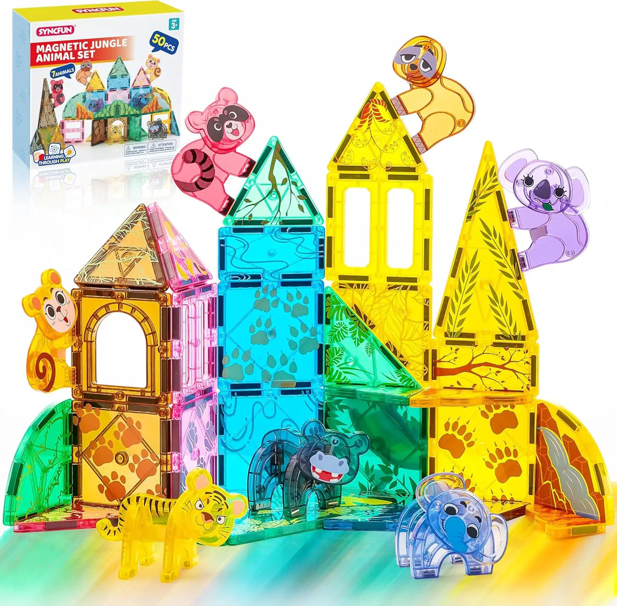 Magnetic Building Tiles with Vehicle Accessories (50, 66 & 110 Piece Sets)