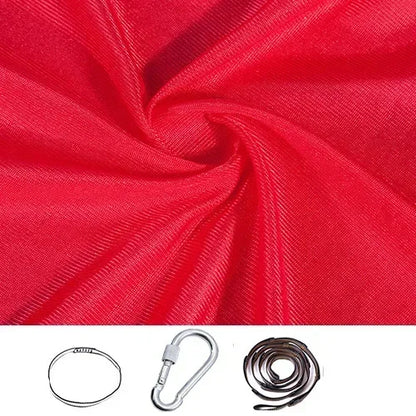 Red stretchy compression sensory swing fabric with sling loop, carabiner and extension strap