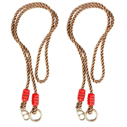 Pair of swing hanging ropes with metal hooks