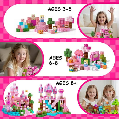 Pink Princess Castle Magnetic Building Block Set