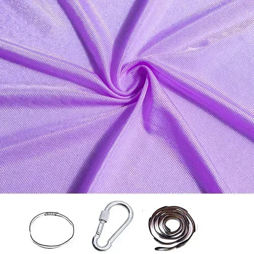 Light Purple stretchy compression sensory swing fabric with sling loop, carabiner and extension strap