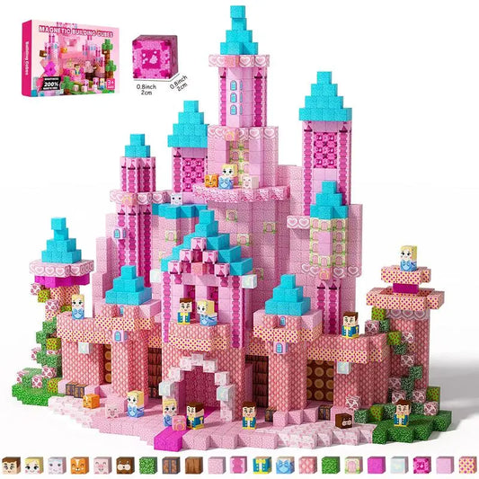 Pink Princess Castle Magnetic Building Block Set