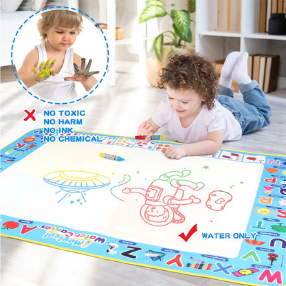 Magic Water Drawing Mat with Reusable Magic Pens (39 X 31 Inches)