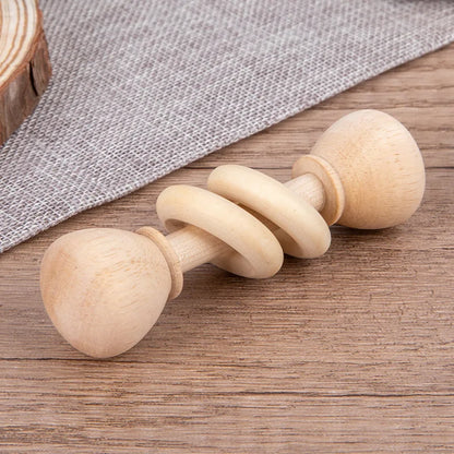 4 Piece Wooden Baby Rattle and Grasping Toy