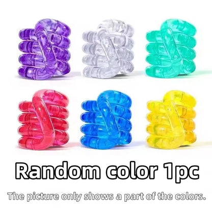 Tangle rope fidget keychain clipped to a bag