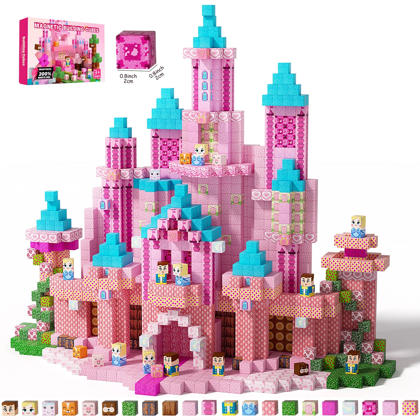 Pink Princess Castle Magnetic Building Block Set