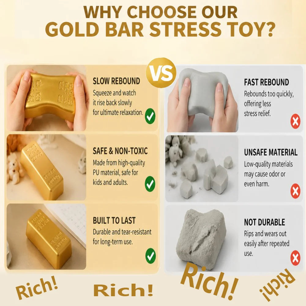 Gold bar stress toy slow rebound comparison