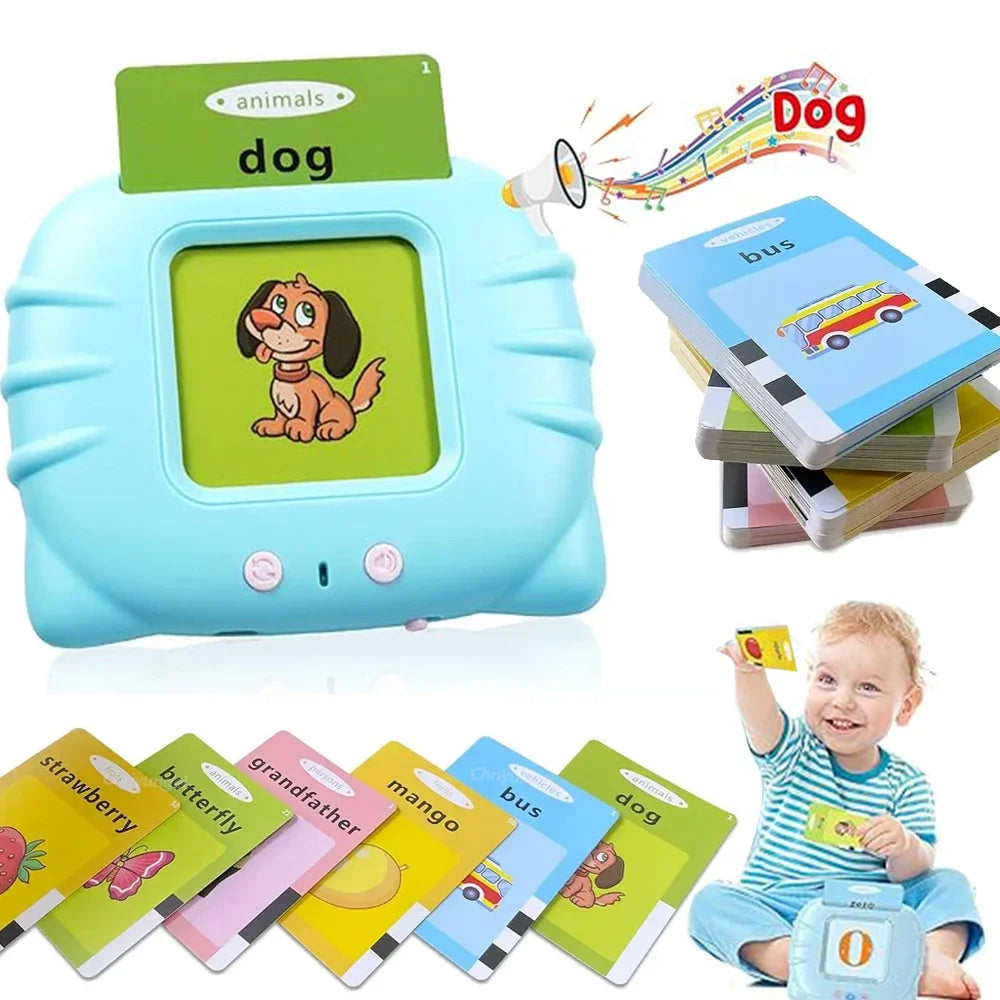 Montessori Toys Audible Flashcard Device for interactive learning with colorful flashcards and sound features