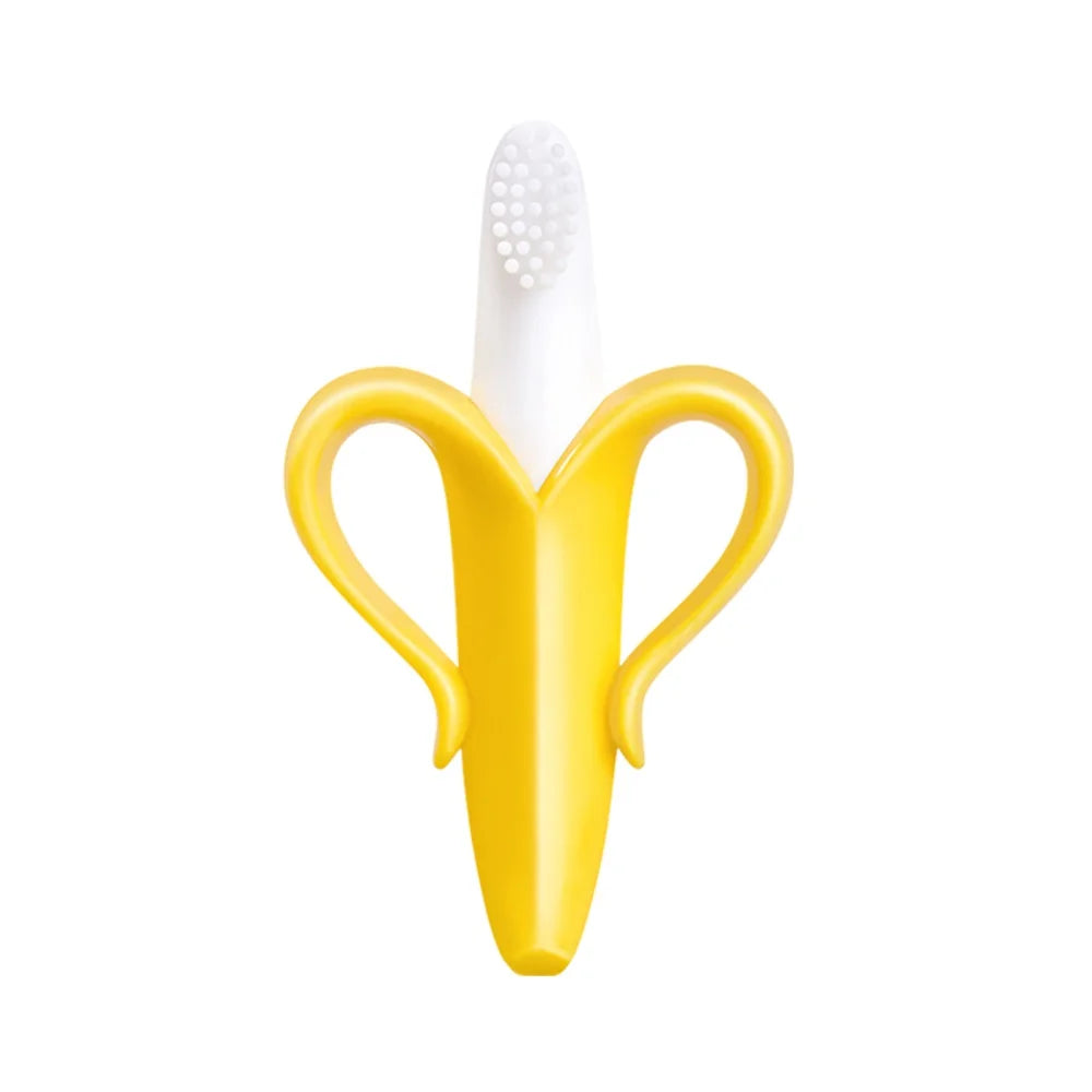 ActivePlaythings banana teether toothbrush for soothing baby's gums while promoting oral hygiene