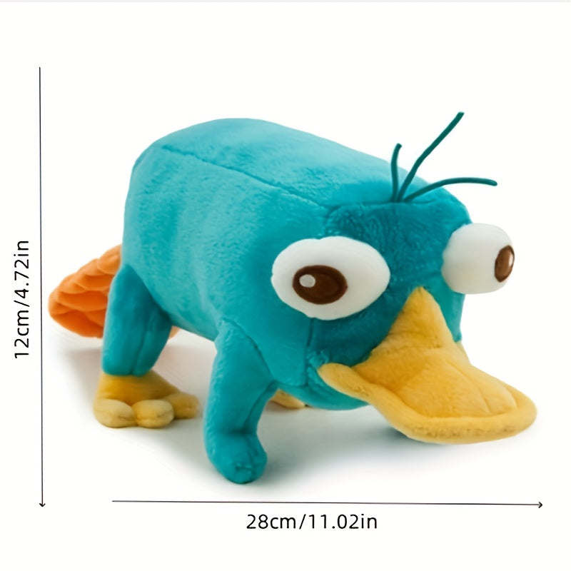 Blue platypus plush toy by Active Playthings measuring 28 cm long and 12 cm tall