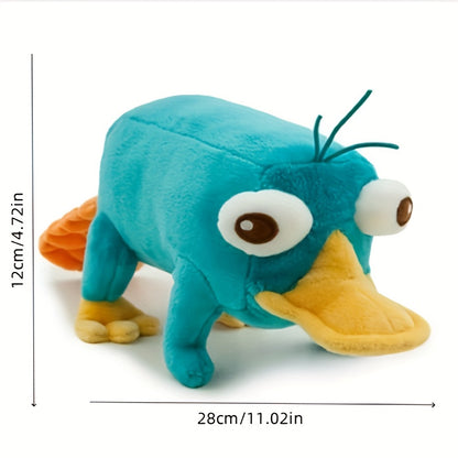 Blue platypus plush toy by Active Playthings measuring 28 cm long and 12 cm tall