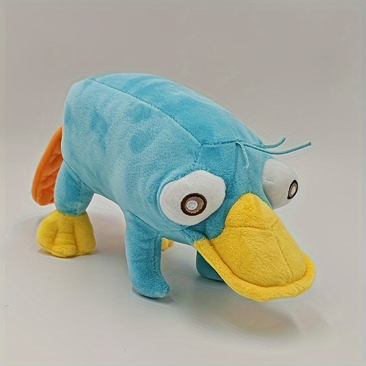 Blue platypus plush toy with large eyes and yellow beak by Active Playthings