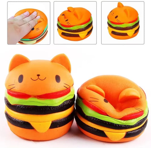 ActivePlaythings cat burger stress toy featuring a cute cat design with hamburger layers