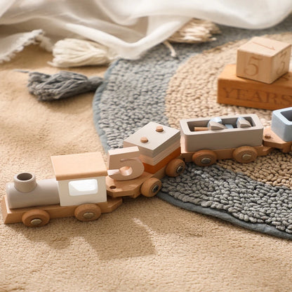 Classic wooden train toy set with colorful blocks for imaginative play and learning