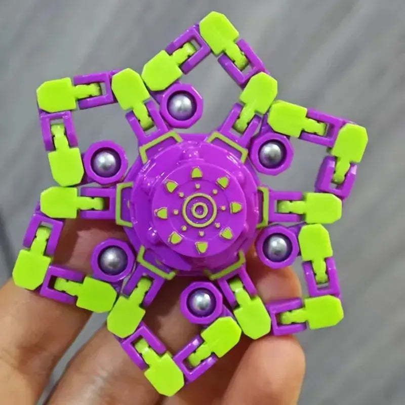 Colorful deformed spinner fidget toy designed for stress relief and sensory play