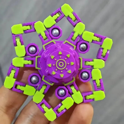 Colorful deformed spinner fidget toy designed for stress relief and sensory play