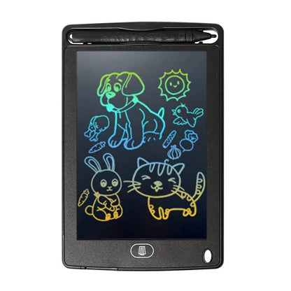 ActivePlaythings digital LCD writing board for kids with colorful drawing illustrations and a stylus pen