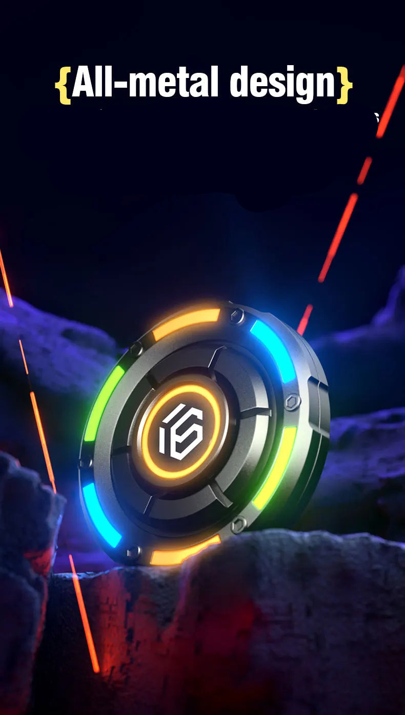 EDC gyroscope fidget spinner with all-metal design and vibrant LED lights for stress relief and fun