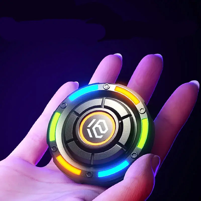 EDC gyroscope fidget spinner with colorful LED lights for stress relief and fun