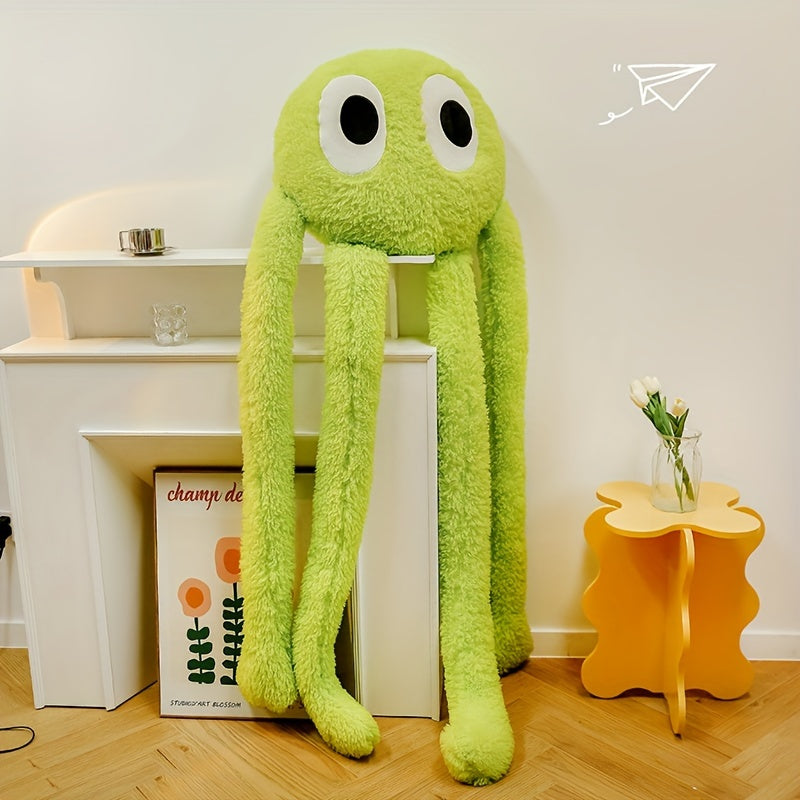 Extra large octopus plush pillow in bright green by Active Playthings displayed in a cozy modern room