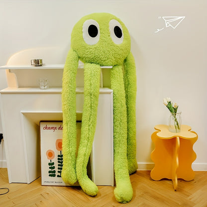 Extra large octopus plush pillow in bright green by Active Playthings displayed in a cozy modern room