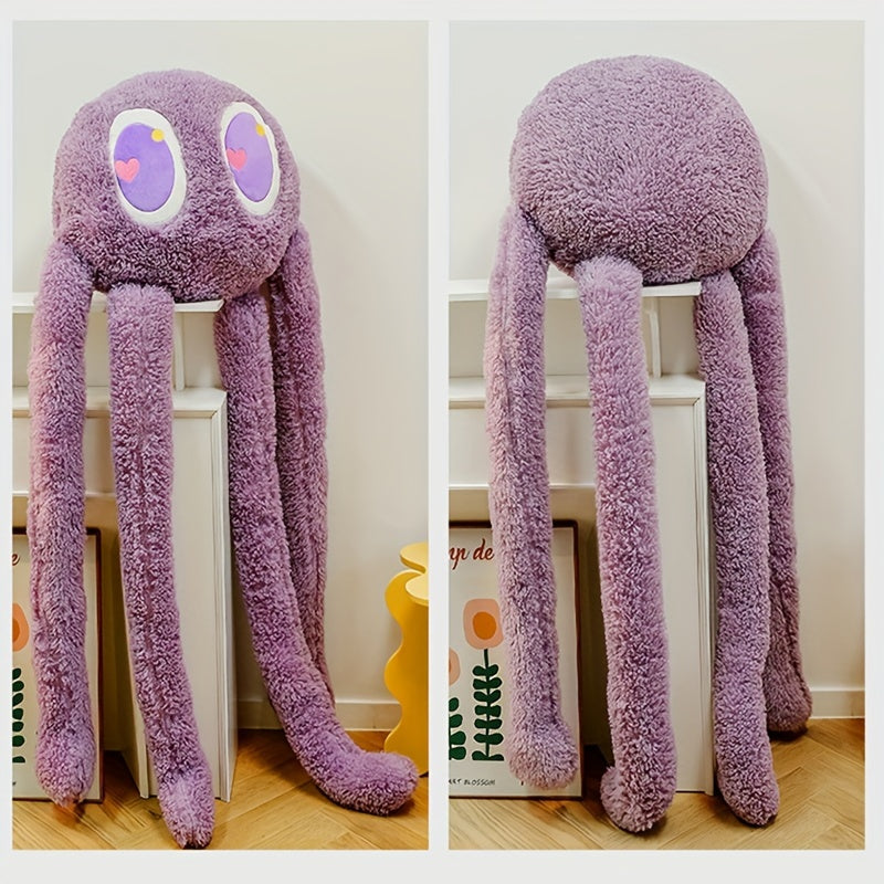 Extra large octopus plush pillow in purple with big eyes and long soft tentacles by Active Playthings