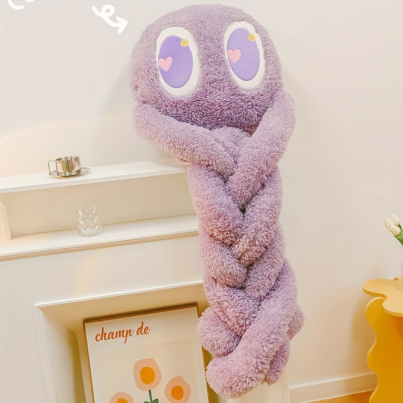 Extra large octopus plush pillow in lavender with big eyes hugging itself by Active Playthings