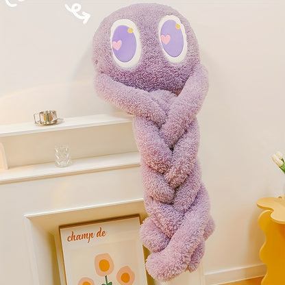 Extra large octopus plush pillow in lavender with big eyes hugging itself by Active Playthings