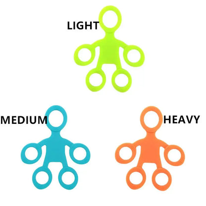 ActivePlaythings Finger Grip Strength Trainer set in light, medium, and heavy resistance for hand exercises