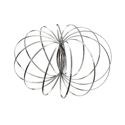 Active Playthings kinetic flow ring toy made of shiny metal rings forming a flowing spherical shape