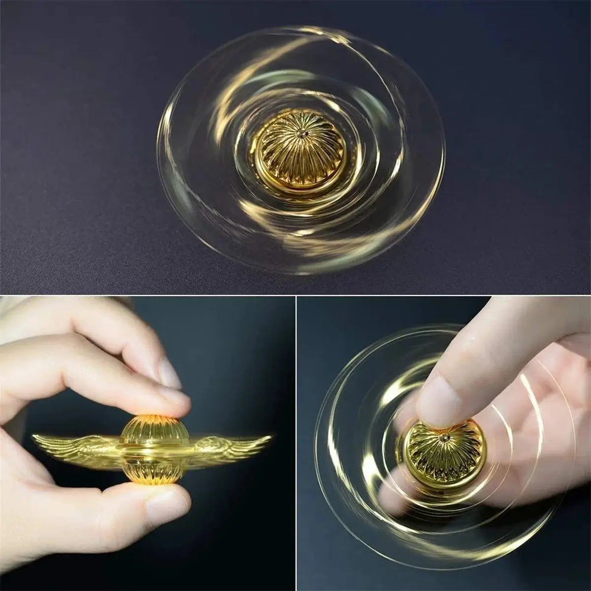 Gold magic fidget spinner with winged design, perfect for stress relief and sensory play