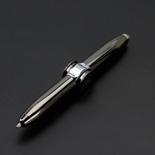 Gyro Pen Fidget Spinner in sleek chrome finish, ideal for stress relief and focus
