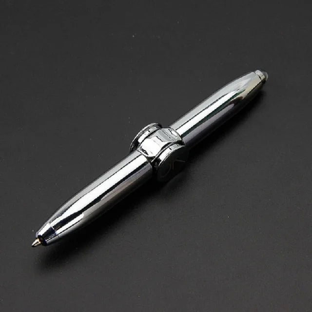 Stylish Gyro Pen Fidget Spinner in chrome finish, perfect for stress relief and enhanced focus