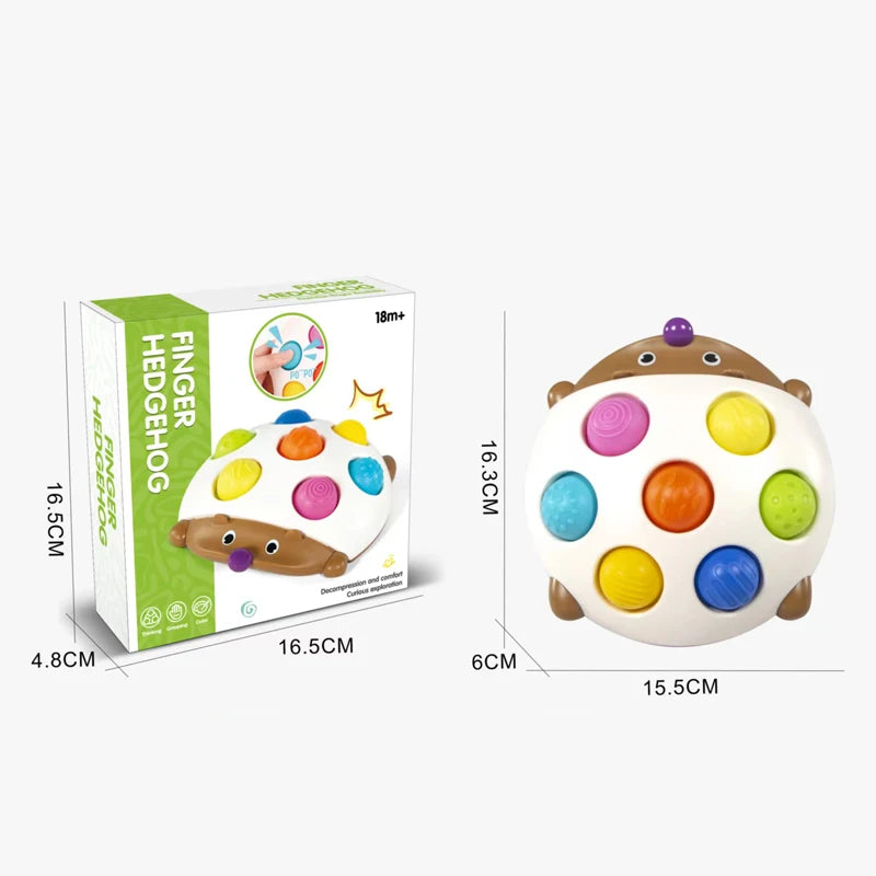 ActivePlaythings Finger Hedgehog Push Pop Fidget Toy with Colorful Poppers for Sensory Play