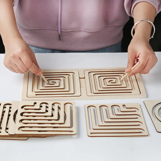 ActivePlaythings Kids concentration wooden maze set with engaging wooden pieces for developing focus and fine motor skills