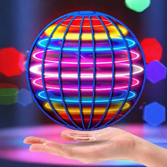 LED boomerang flying magic orb with colorful lights, ideal for interactive play and entertainment