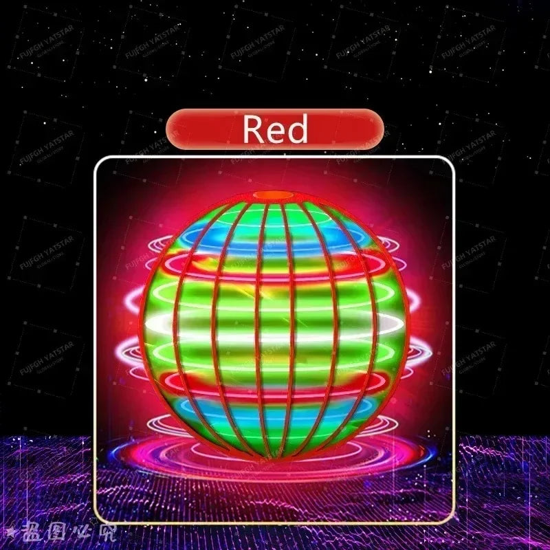 Colorful LED boomerang flying magic orb with glowing lights creating a vibrant effect