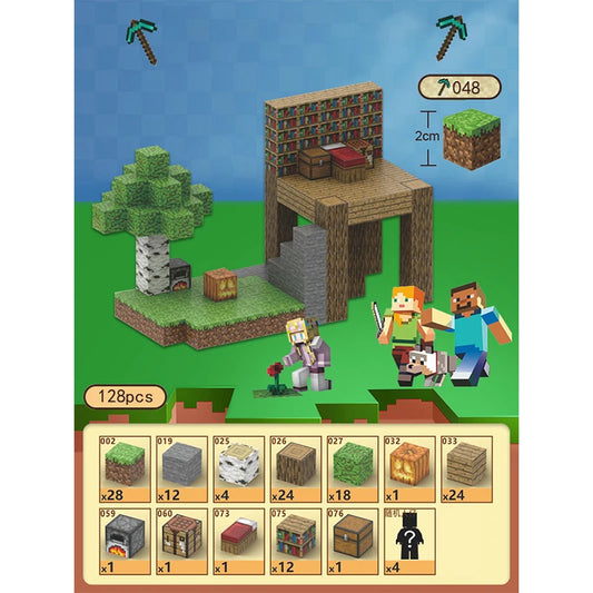 Magnetic building blocks set featuring a tree, house, and characters for engaging playtime