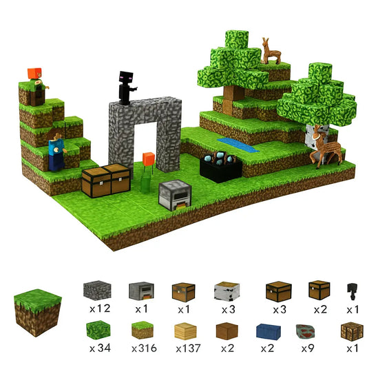 MagnaBlock Magnetic Building Blocks Set w/ Gift Box (377 pieces)