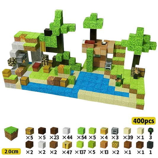 MagnaBlock Magnetic Building Blocks Set w/ Gift Box (400 pieces)