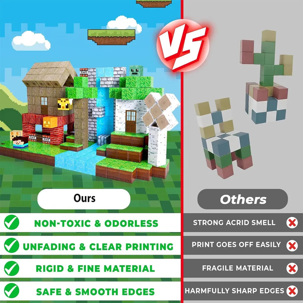 Colorful magnetic building blocks set for creating vibrant structures safely and easily