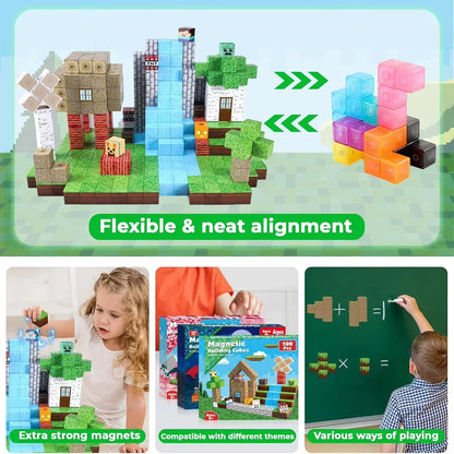 Colorful magnetic building blocks set for creative play with strong magnets and flexible design