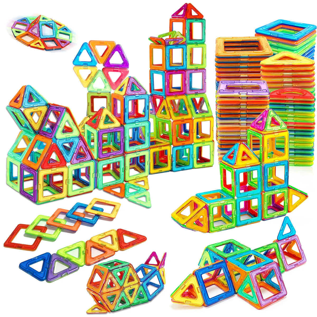 Colorful magnetic building tiles 84 pieces set with various shapes for creative construction