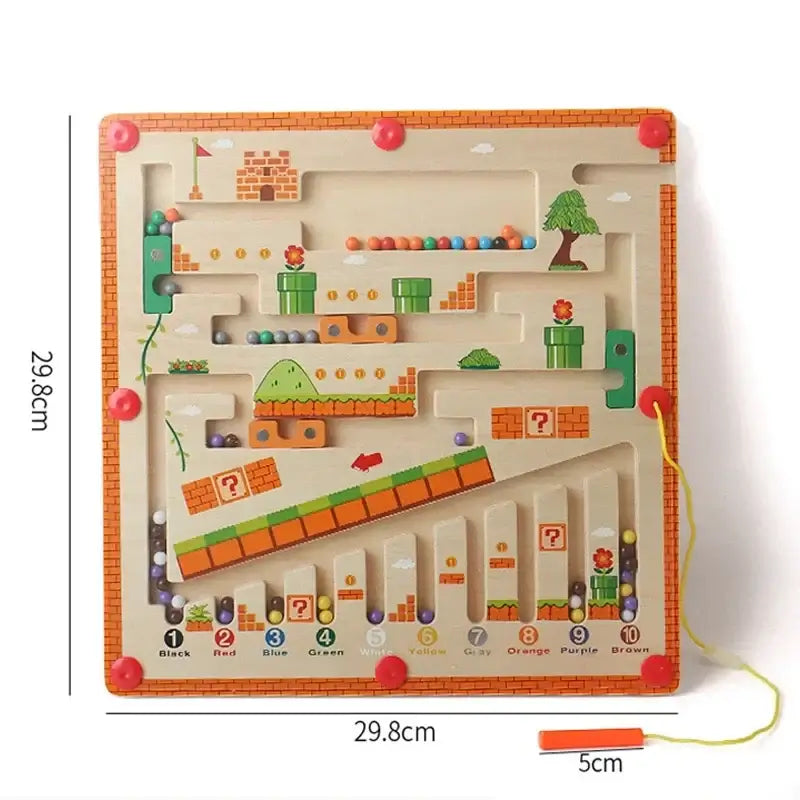 Montessori Toys magnetic color number puzzle for interactive learning with colorful beads and maze layout