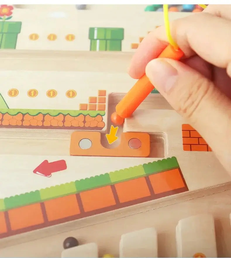 Child using a magnetic color number puzzle with vibrant pieces for engaging learning and play