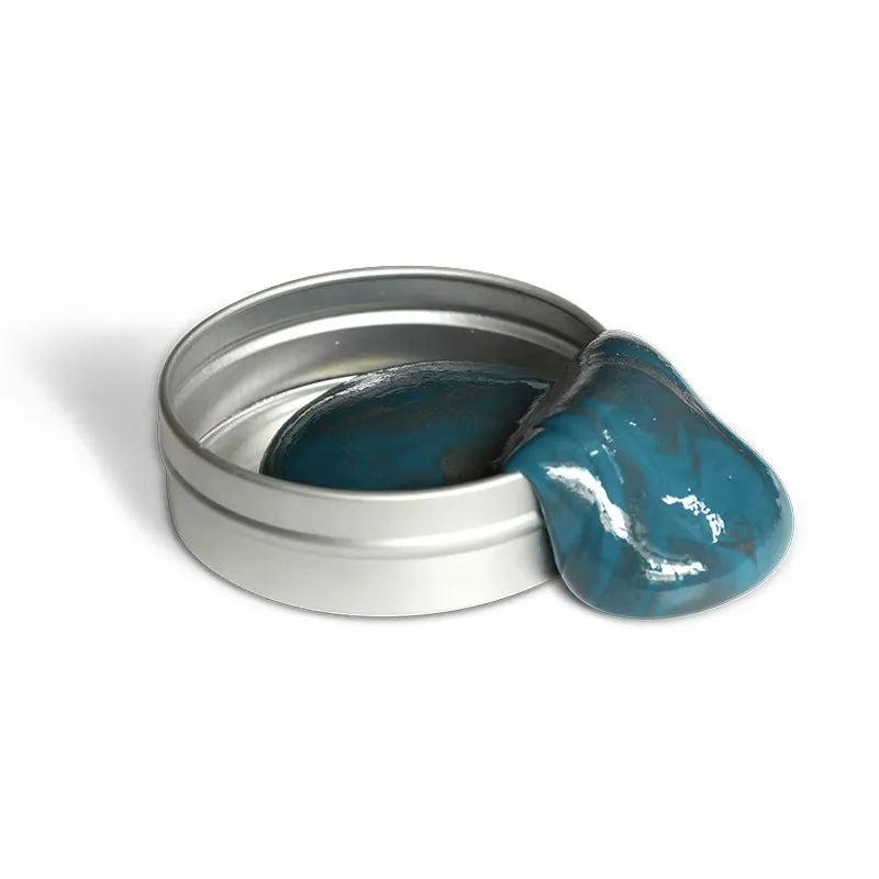 Active Playthings magnetic ferrofluid playdough in a tin, highlighting its unique texture and vibrant color