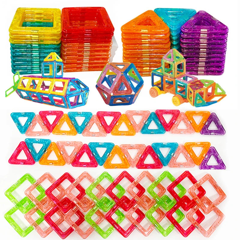 Colorful mini magnetic building tiles set for creative construction and educational play