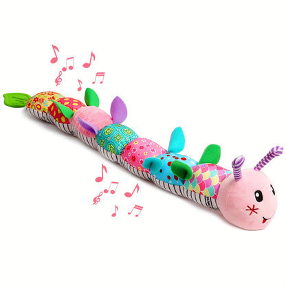 Colorful musical stuffed animals for babies caterpillar toy with soft fabric and musical notes