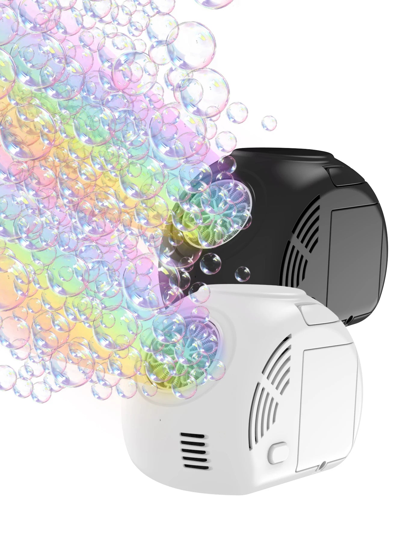 Active Playthings automatic bubble machine for parties in black and white producing colorful bubbles