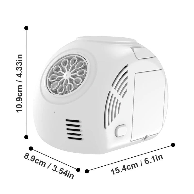 Active Playthings white compact automatic bubble machine for parties with front bubble wheel and vents